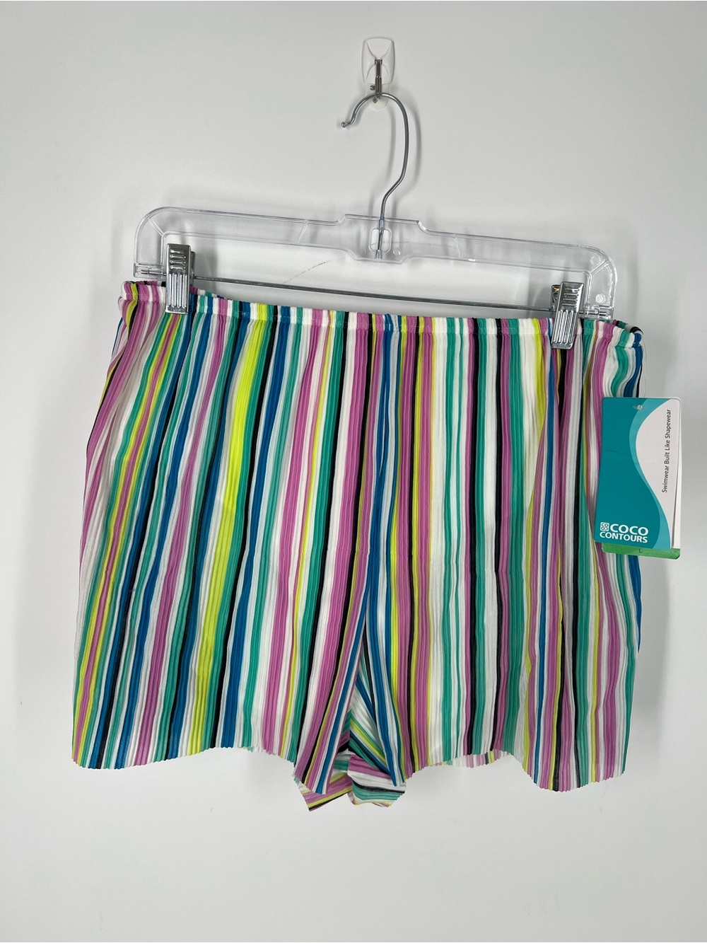 Coco Reef Coco Contours Hestia Multicolored Striped Swim Shorts Size Large NWT